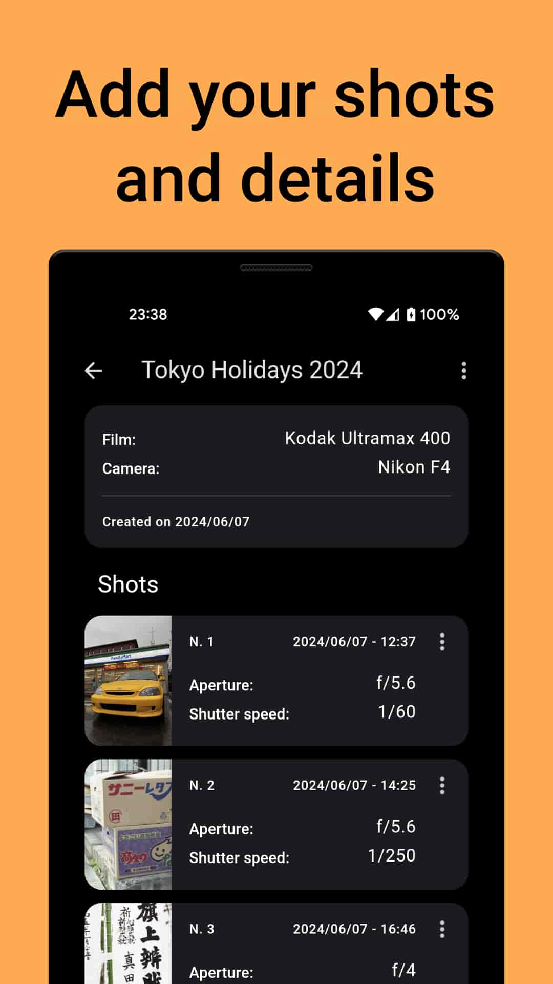 Add your shots and details